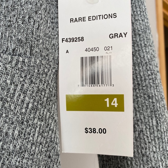 NWT Girls Teen Rare Editions sz 14 cold shoulder Long Sleeve Stretch Gray - Picture 3 of 10